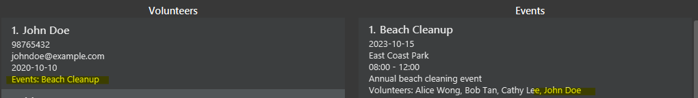 Volunteer Assigned to Event
