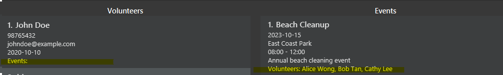 Volunteer not Assigned to Event